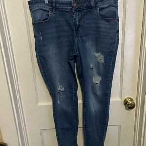 Maurices Dark Blue Distressed Skinny Jeans